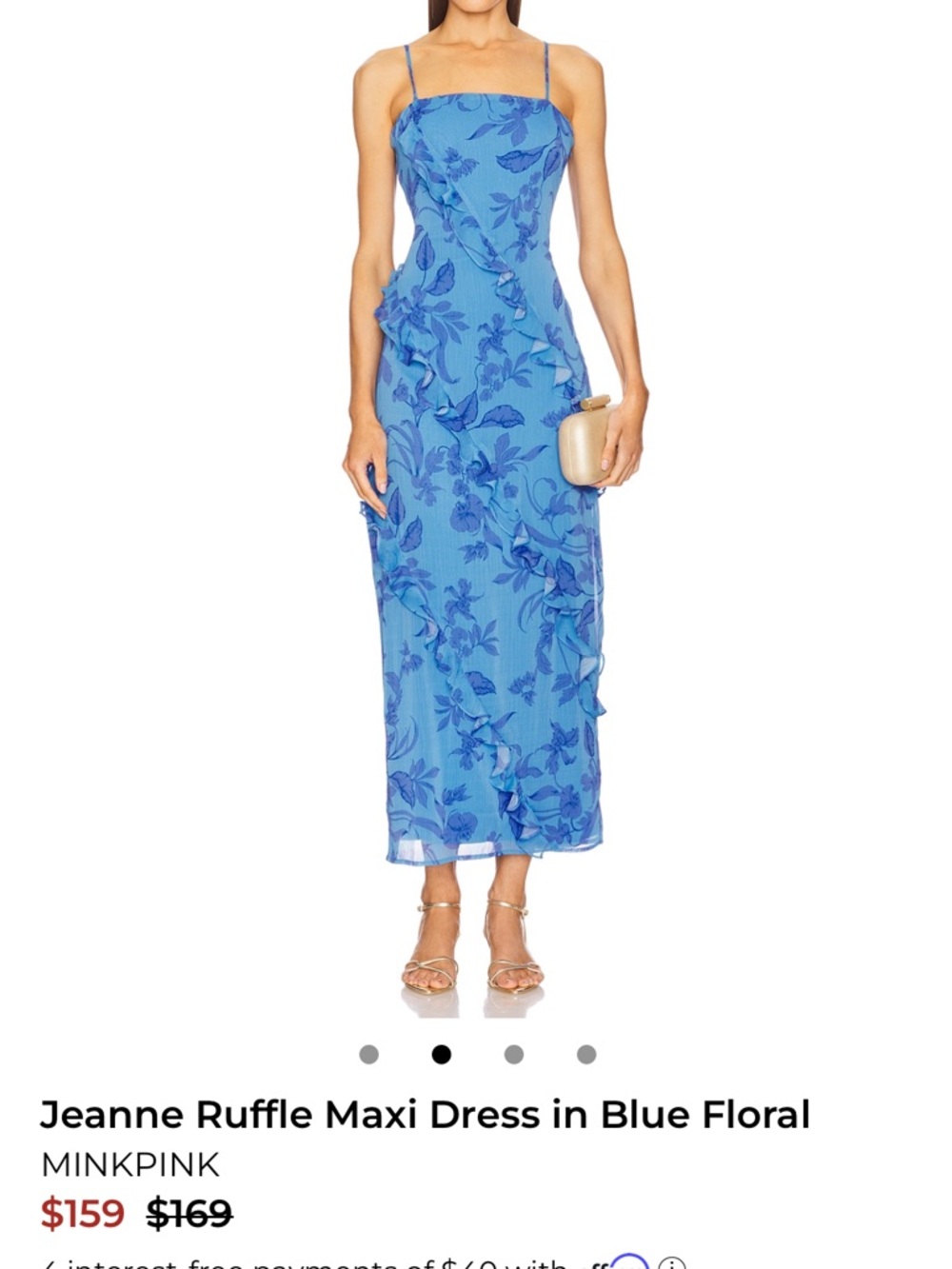 MINKPINK Blue Floral Ruffle Maxi Dress